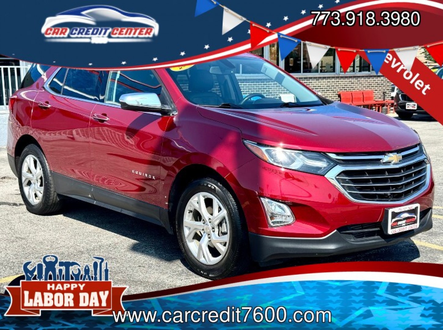 2018 RED Chevrolet Equinox Premier LT 2WD (2GNAXMEV9J6) with an 1.5L L4 DIR DOHC 16V TURBO engine, 6A transmission, located at 7600 S Western Ave., Chicago, IL, 60620, (773) 918-3980, 0.000000, 0.000000- Photo#0