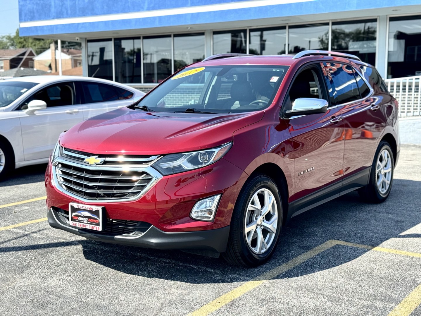 2018 RED Chevrolet Equinox Premier LT 2WD (2GNAXMEV9J6) with an 1.5L L4 DIR DOHC 16V TURBO engine, 6A transmission, located at 7600 S Western Ave., Chicago, IL, 60620, (773) 918-3980, 0.000000, 0.000000- Photo#2