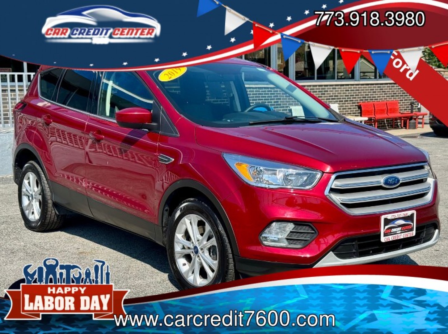 2019 RED Ford Escape SE 4WD (1FMCU9GDXKU) with an 1.5L L4 DOHC 16V engine, 6A transmission, located at 7600 S Western Ave., Chicago, IL, 60620, (773) 918-3980, 0.000000, 0.000000- Photo#0