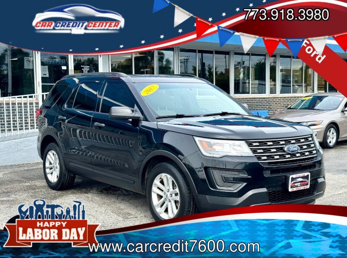 2017 BLACK Ford Explorer Base FWD (1FM5K7B87HG) with an 3.5L V6 DOHC 24V engine, 6A transmission, located at 7600 S Western Ave., Chicago, IL, 60620, (773) 918-3980, 0.000000, 0.000000- Photo#0