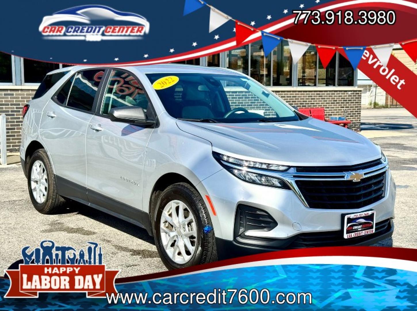 2022 SILVER Chevrolet Equinox LS 2WD (3GNAXHEV0NS) with an 1.5L L4 DOHC 16V TURBO engine, 6A transmission, located at 7600 S Western Ave., Chicago, IL, 60620, (773) 918-3980, 0.000000, 0.000000- Photo#0
